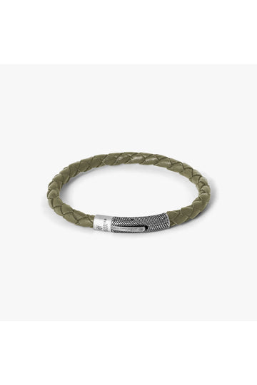 TATEOSSIAN Khaki Herringbone Leather Bracelet