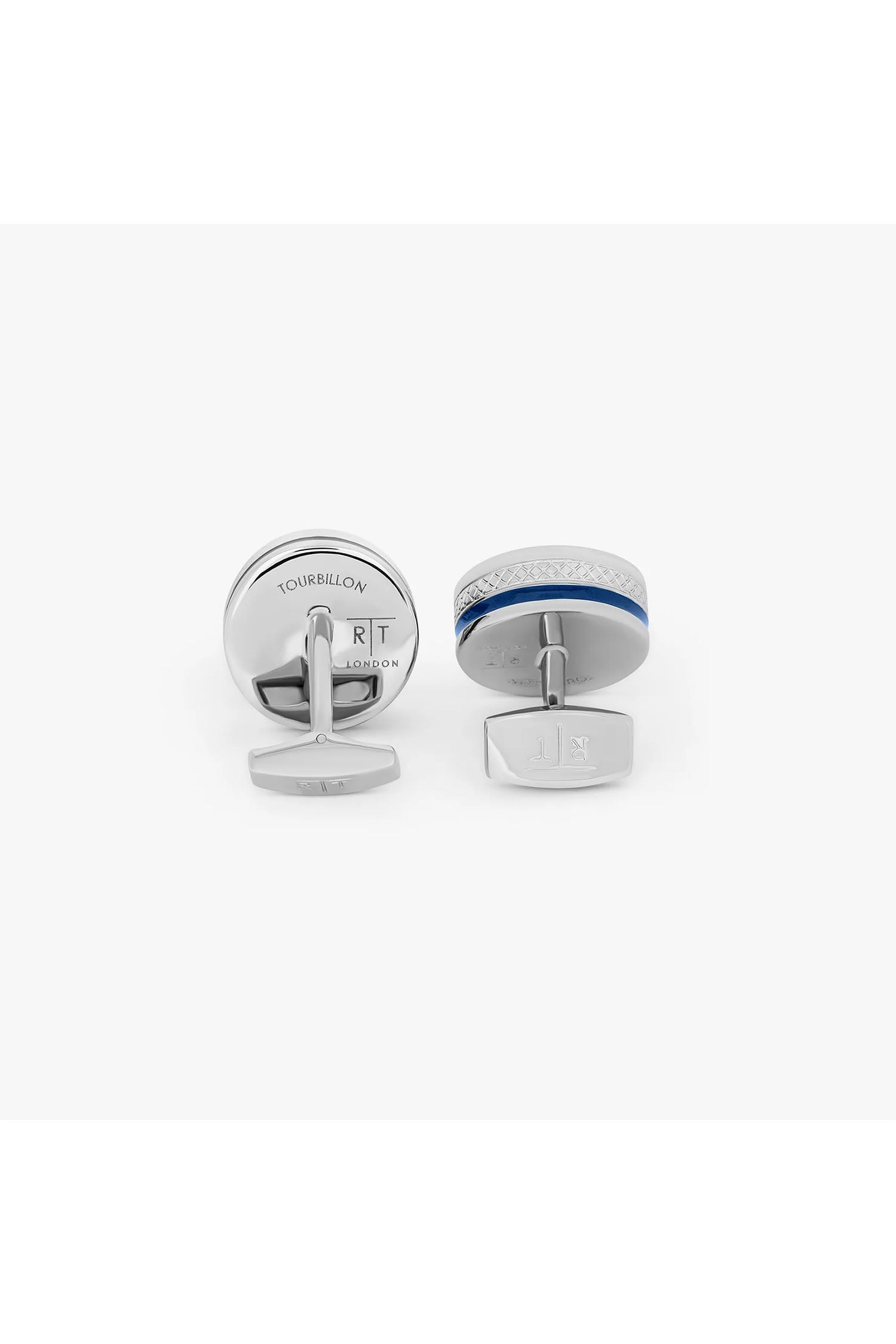 TATEOSSIAN | Tourbillon Movement Cufflinks | Silver & Navy