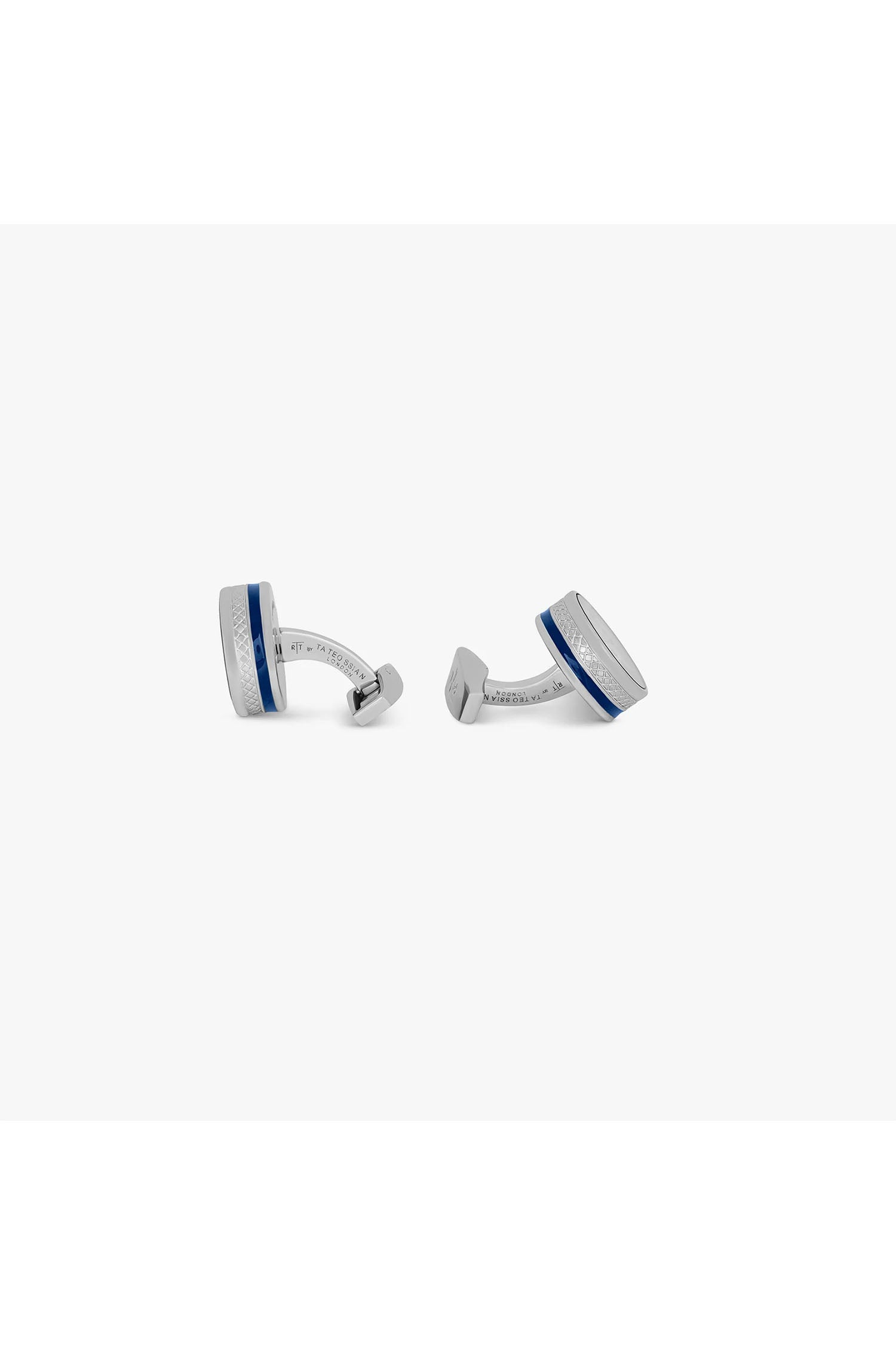 TATEOSSIAN | Tourbillon Movement Cufflinks | Silver & Navy