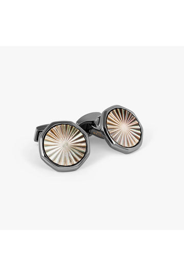 TATEOSSIAN Gunmetal Octagonal Grey M.O.P Cufflinks