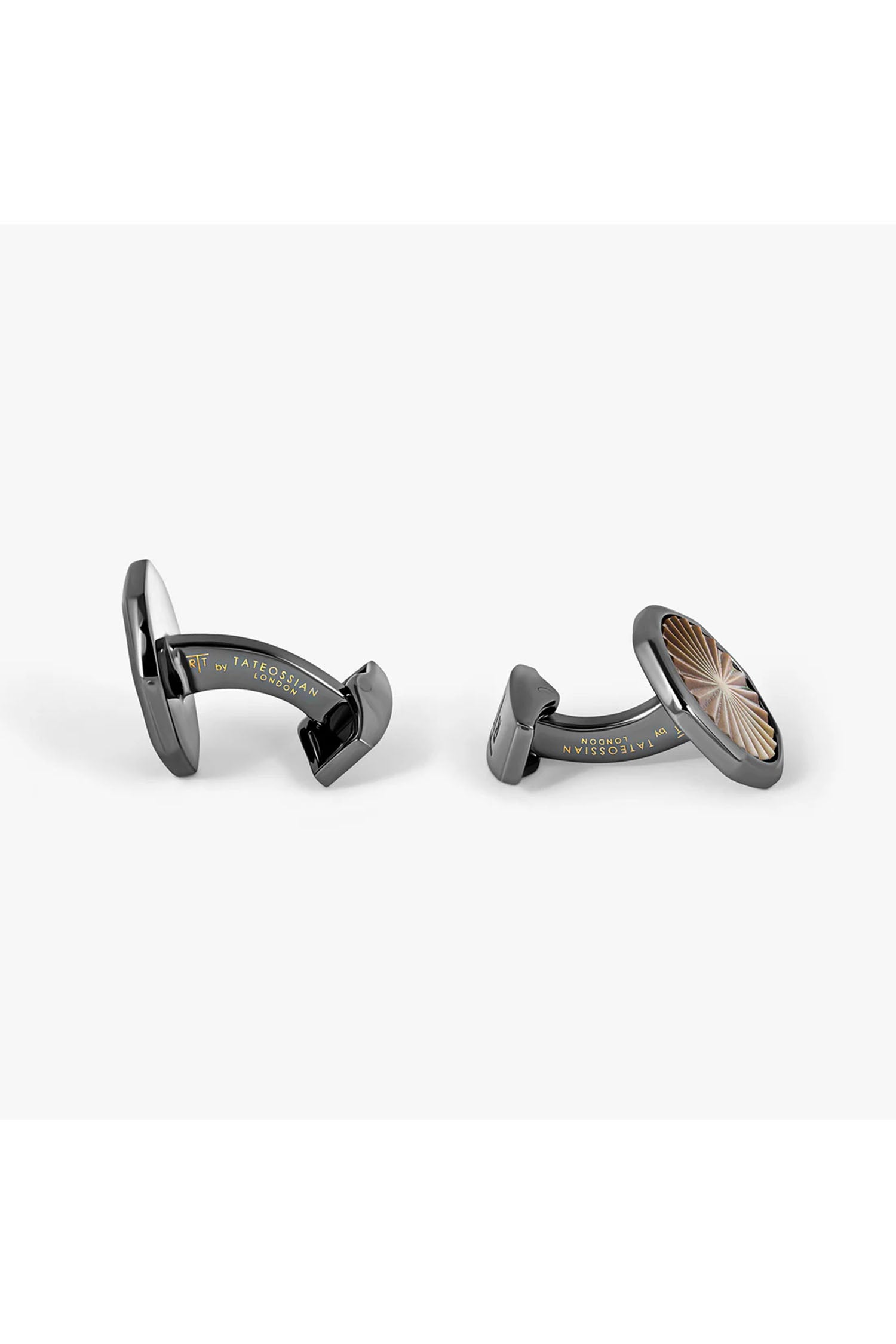TATEOSSIAN | Octagonal Grey M.O.P Cufflinks | Gunmetal