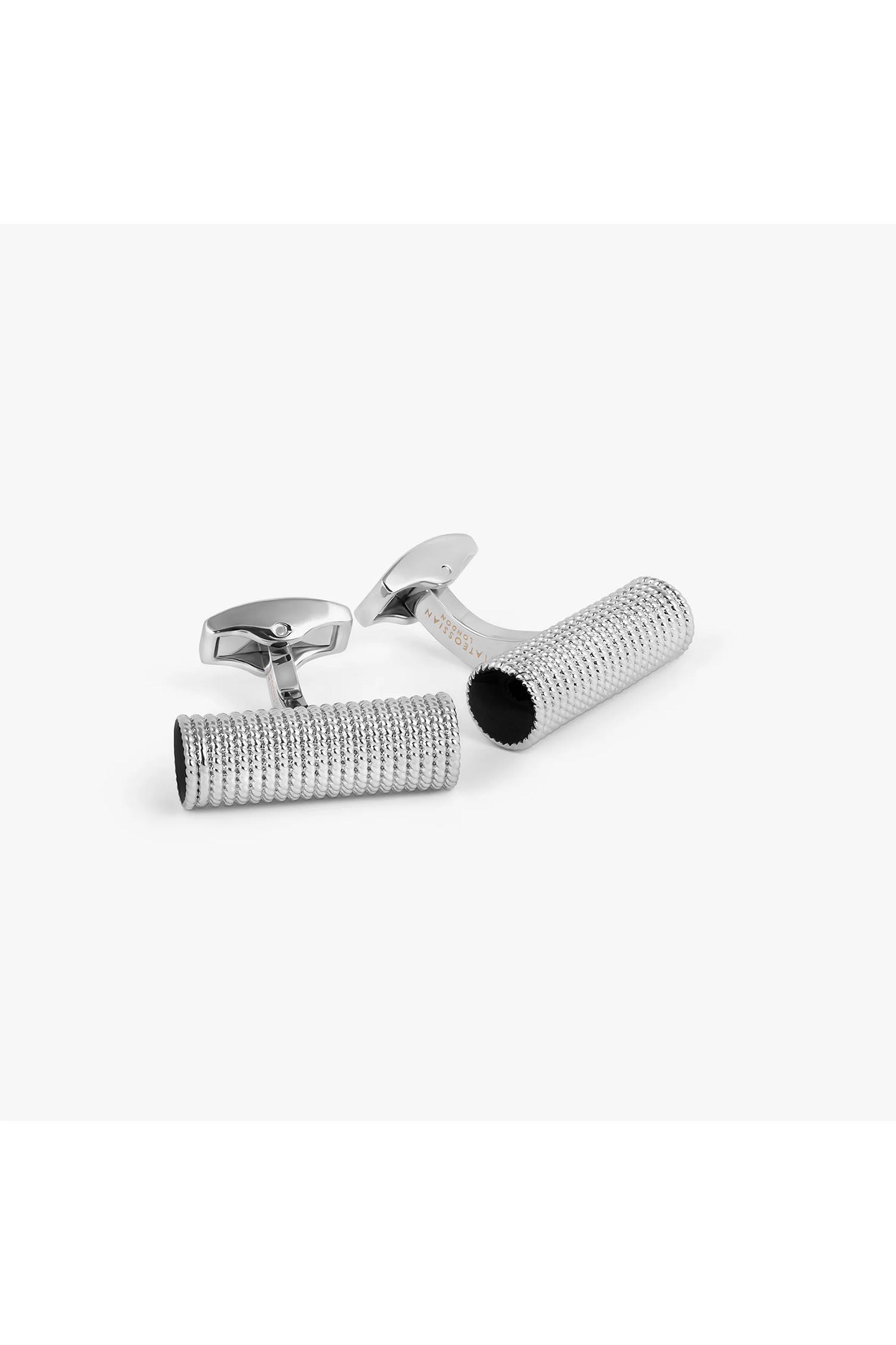 TATEOSSIAN | Cable Rope Cufflinks | Silver & Black