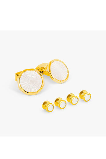 TATEOSSIAN | Octagonal M.O.P Cufflinks & Studs Set | Gold