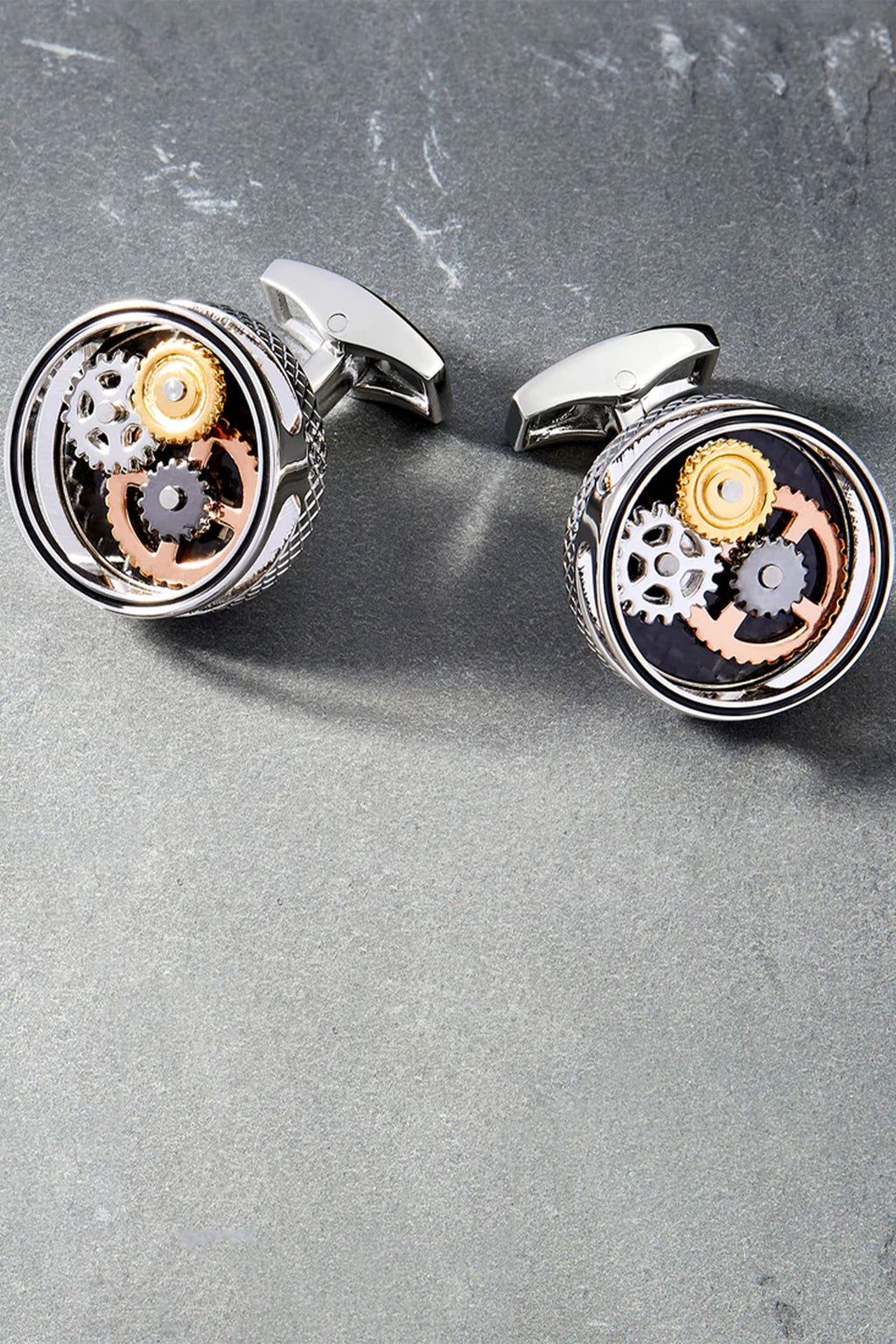 TATEOSSIAN | Carbon Gear Cufflinks | Black