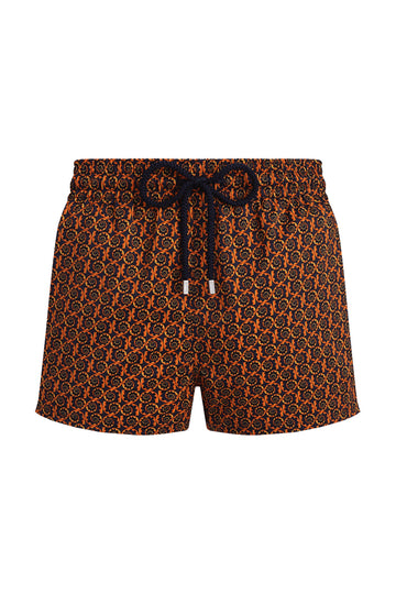 VILEBREQUIN Navy & Orange Shells Swim Shorts