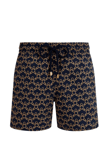 VILEBREQUIN Navy & Orange Turtle Chain Swim Shorts