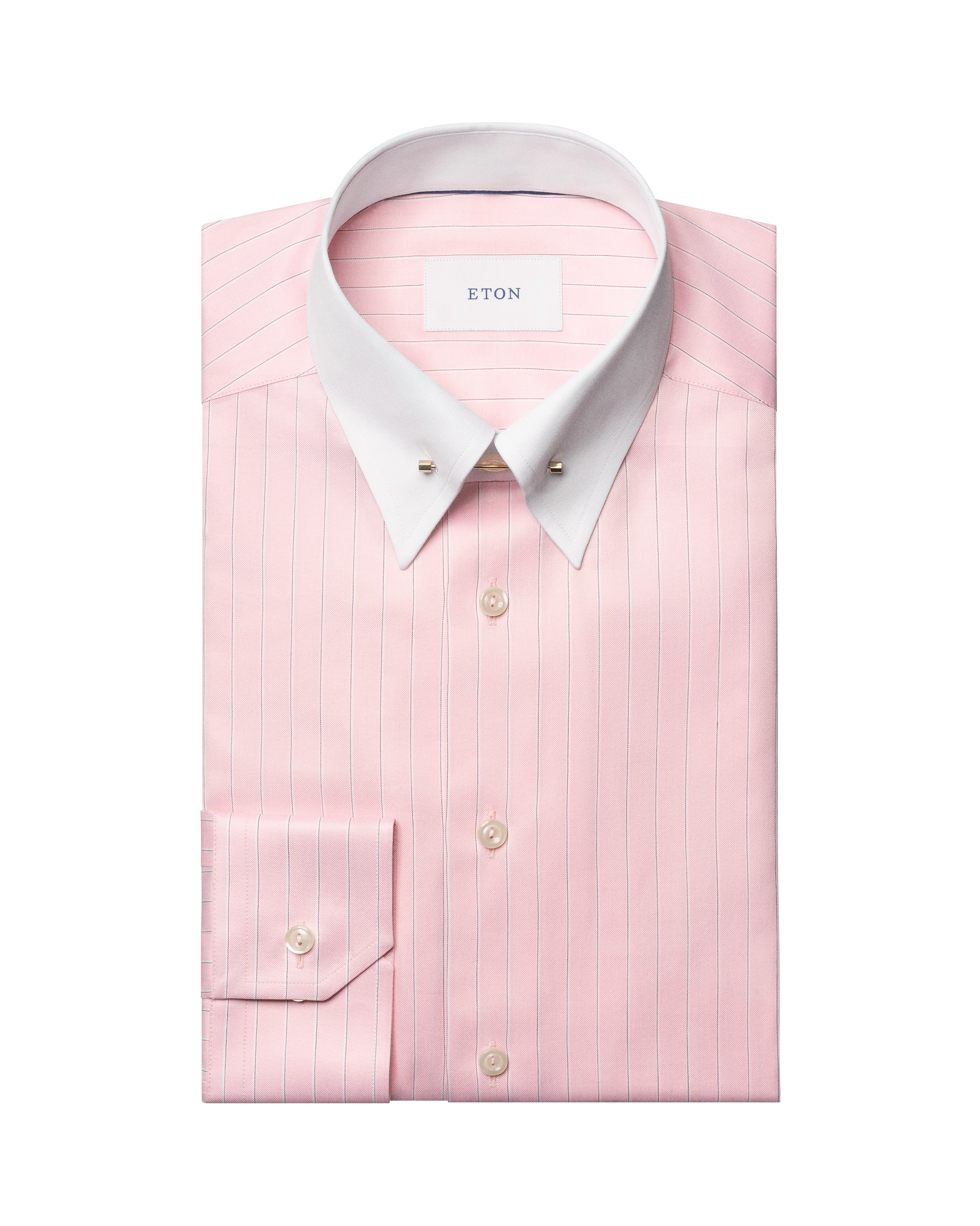 ETON | Pin Collar Stripe Shirt | Pink