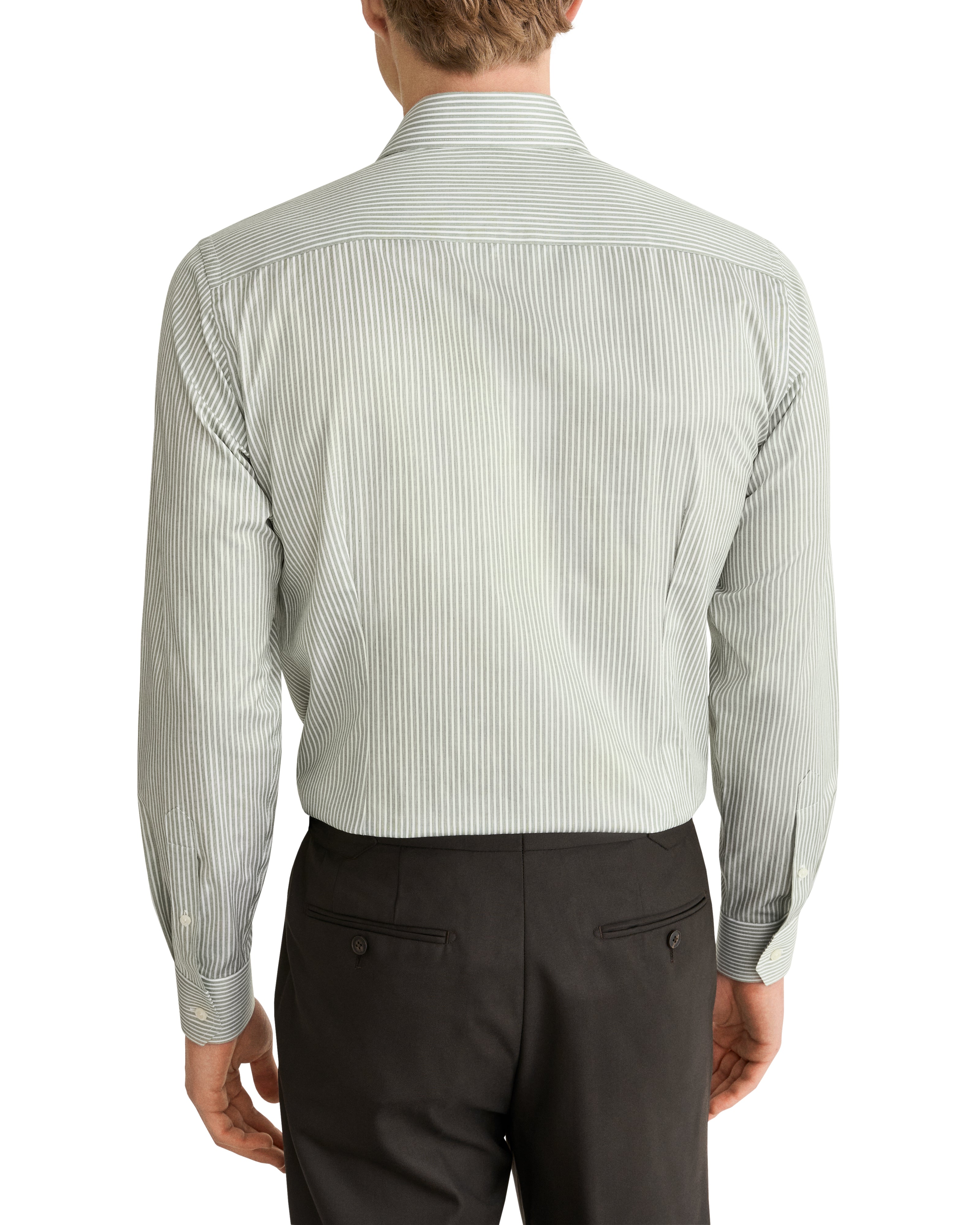 ETON | Contemporary Fit Twill Stripe Shirt | Olive Green