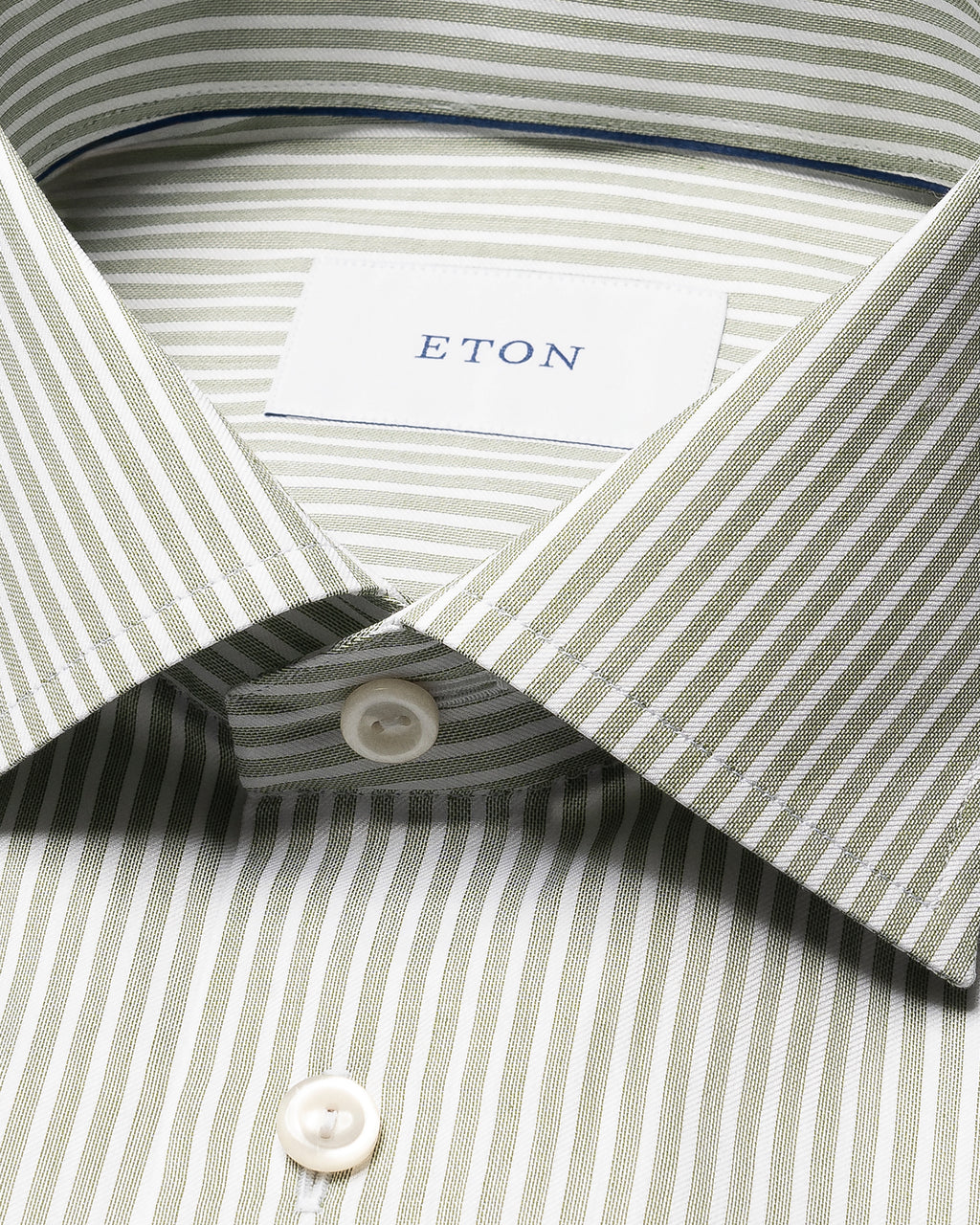 ETON | Contemporary Fit Twill Stripe Shirt | Olive Green