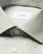 ETON | Contemporary Fit Twill Stripe Shirt | Olive Green
