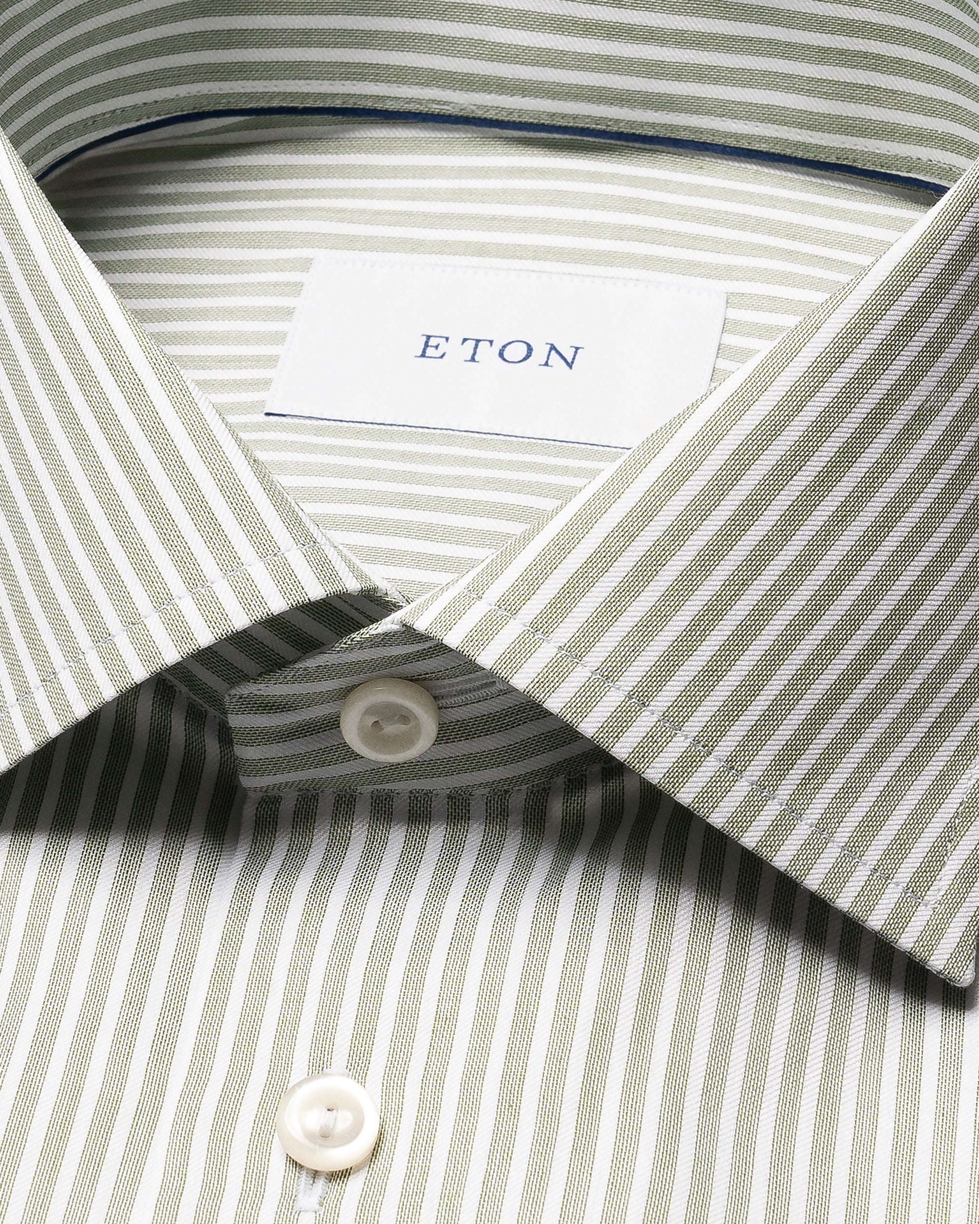 ETON | Contemporary Fit Twill Stripe Shirt | Olive Green