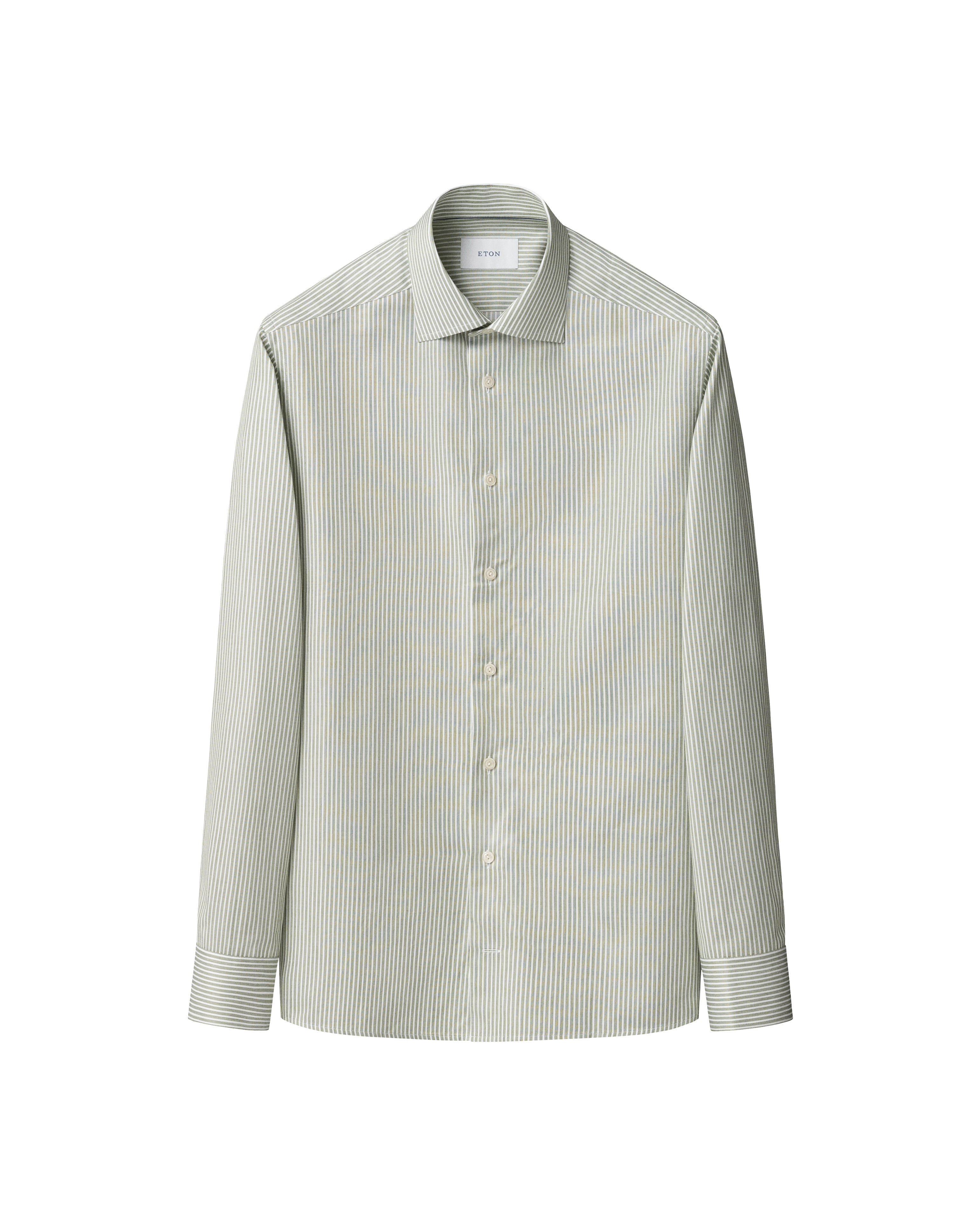 ETON | Contemporary Fit Twill Stripe Shirt | Olive Green