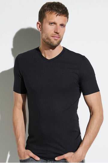 ZIMMERLI Black V-Neck Tee Shirt