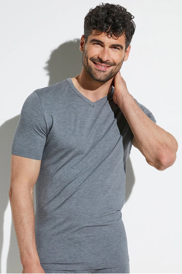 ZIMMERLI Grey V-Neck Tee Shirt