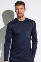 ZIMMERLI | Long Sleeve Crew Neck Pyjama Top | Navy