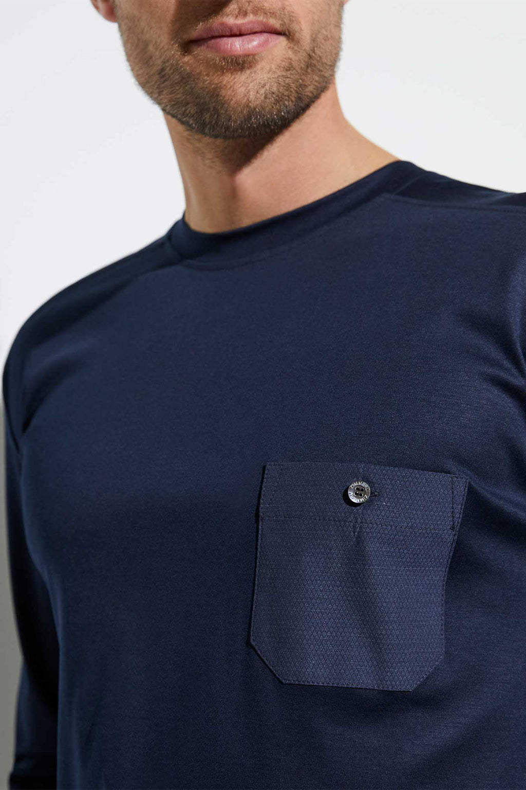 ZIMMERLI | Long Sleeve Crew Neck Pyjama Top | Navy