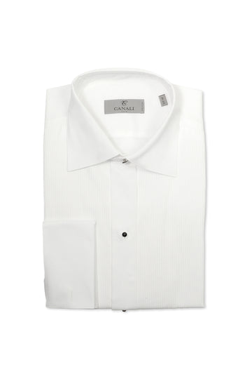 CANALI White Pleated Dinner Shirt