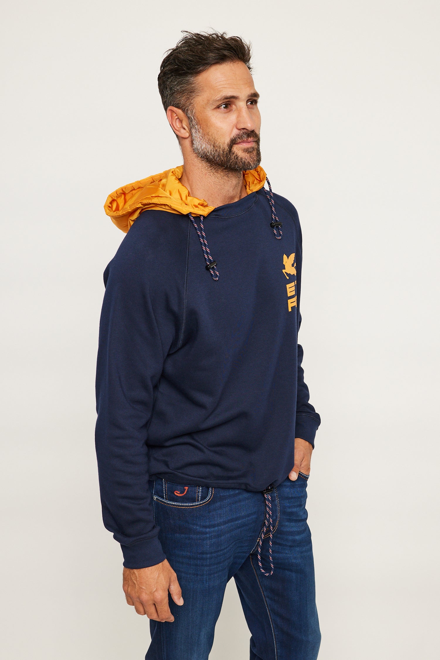 ETRO | Sweater With Orange Hood | Navy