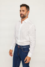 ETRO | Linen Shirt With Square Logo | White