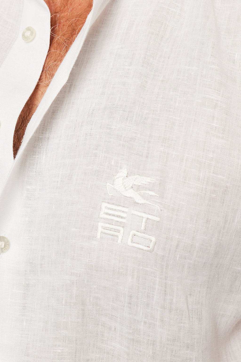ETRO | Linen Shirt With Square Logo | White