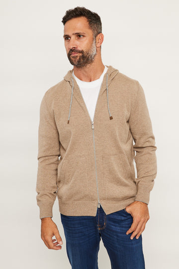 BRUNELLO CUCINELLI Light Brown Cashmere Hoodie