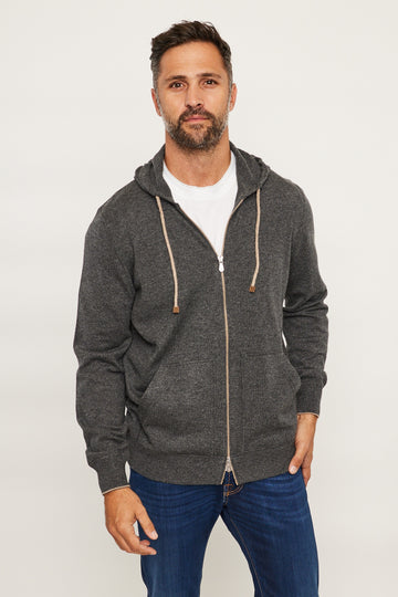 BRUNELLO CUCINELLI Dark Grey Cashmere Hoodie