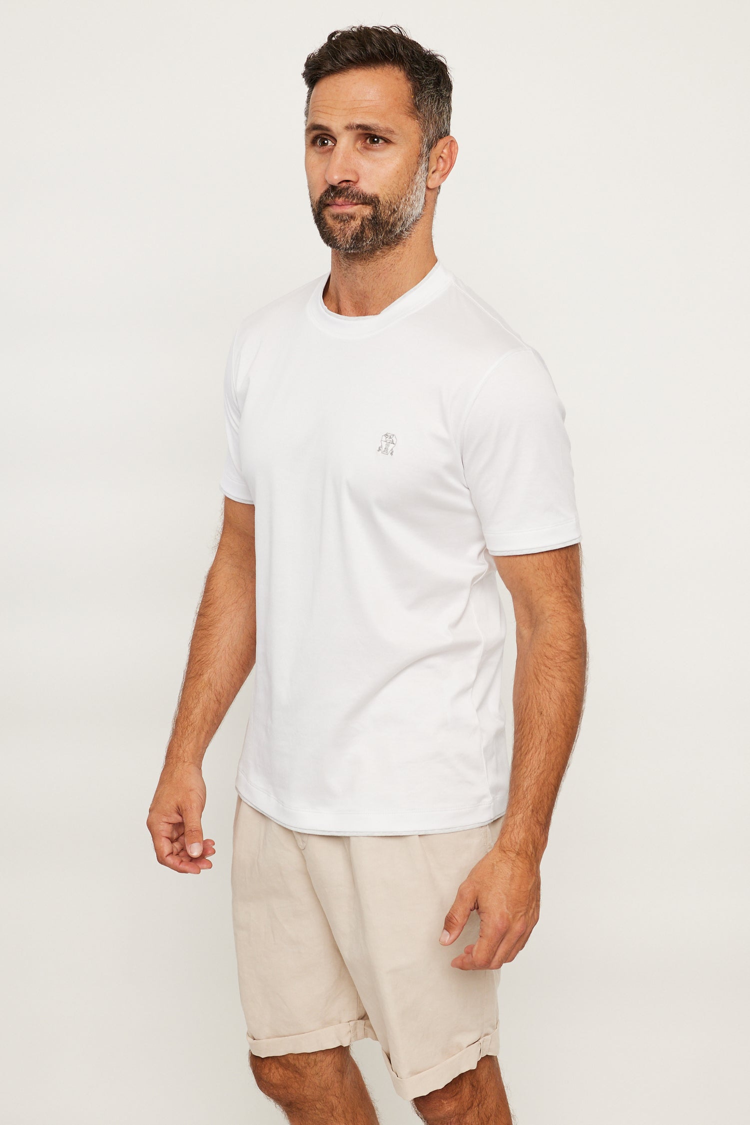 BRUNELLO CUCINELLI | T-Shirt With Trims & Logo | White
