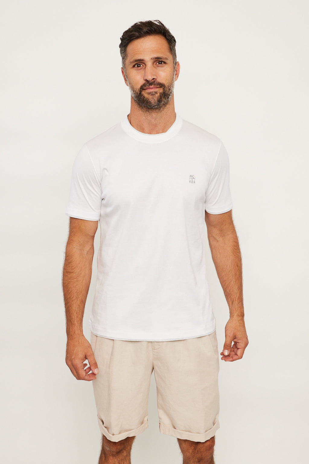 BRUNELLO CUCINELLI | T-Shirt With Trims & Logo | White