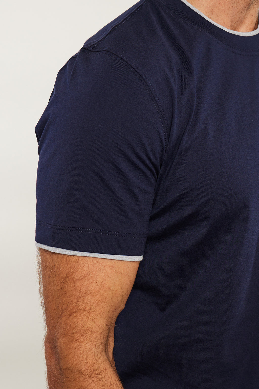 BRUNELLO CUCINELLI | T-Shirt With Trims & Logo | Navy