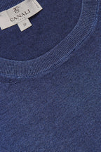 CANALI | Washed Wool-Silk Crew Neck Knit | Dark Blue