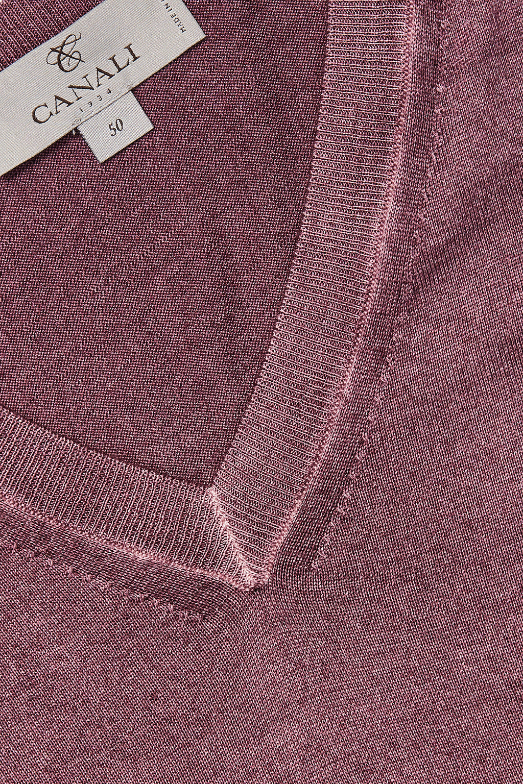 CANALI | Washed Wool-Silk V-Neck Knit | Wine