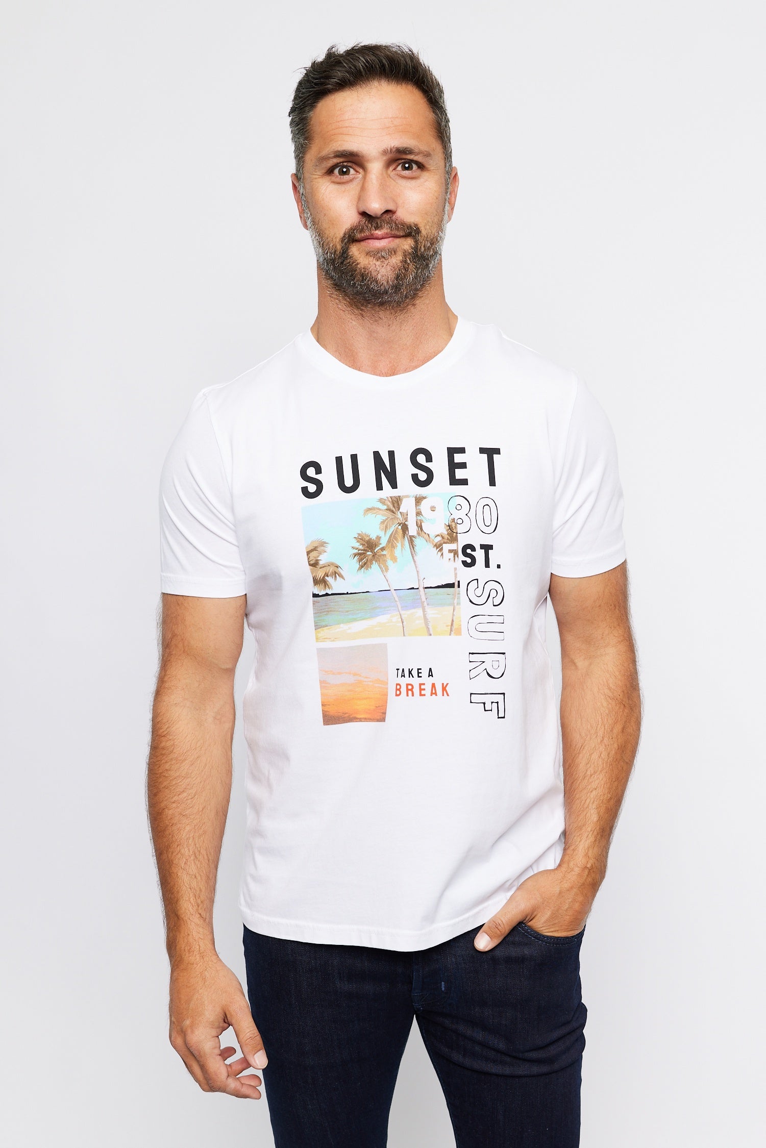 ALTEA | Sunset 1980 Printed T-Shirt | White