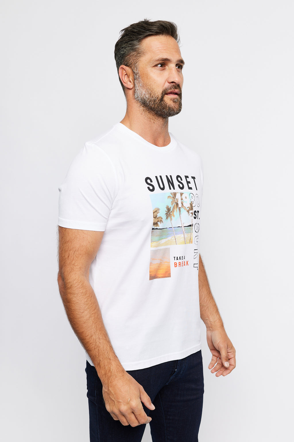 ALTEA | Sunset 1980 Printed T-Shirt | White