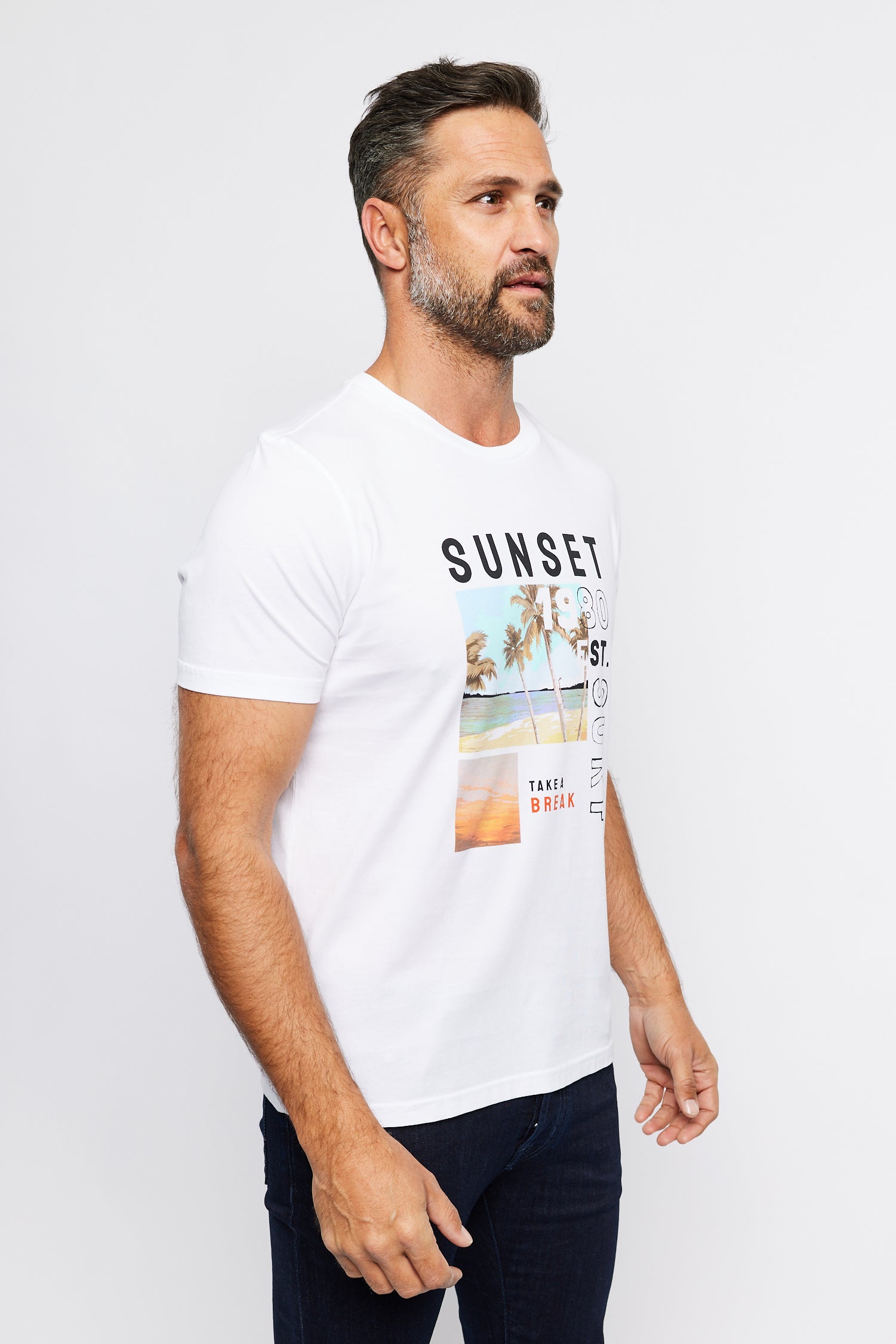 ALTEA | Sunset 1980 Printed T-Shirt | White
