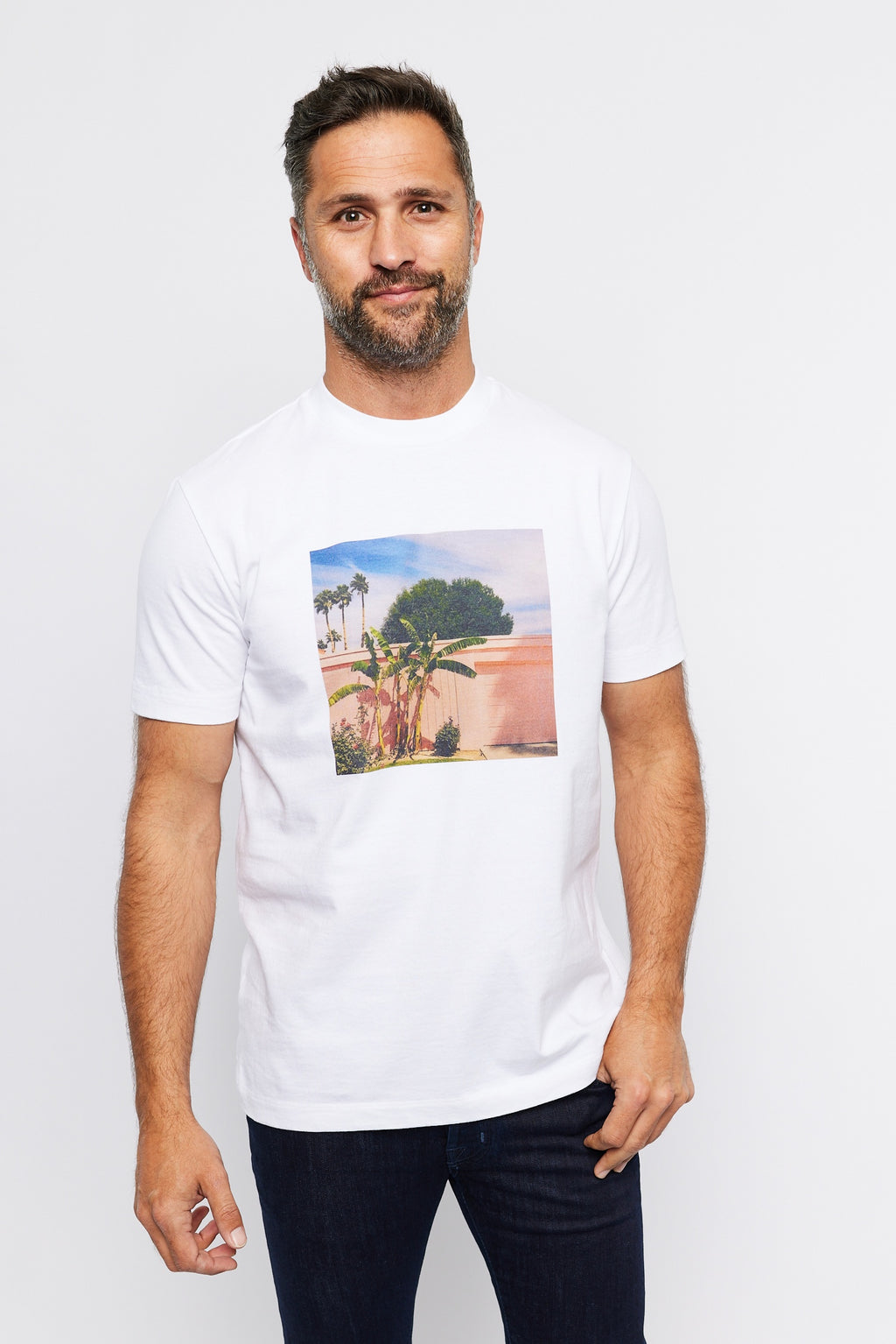 ALTEA | Palm Tree Printed T-Shirt | White