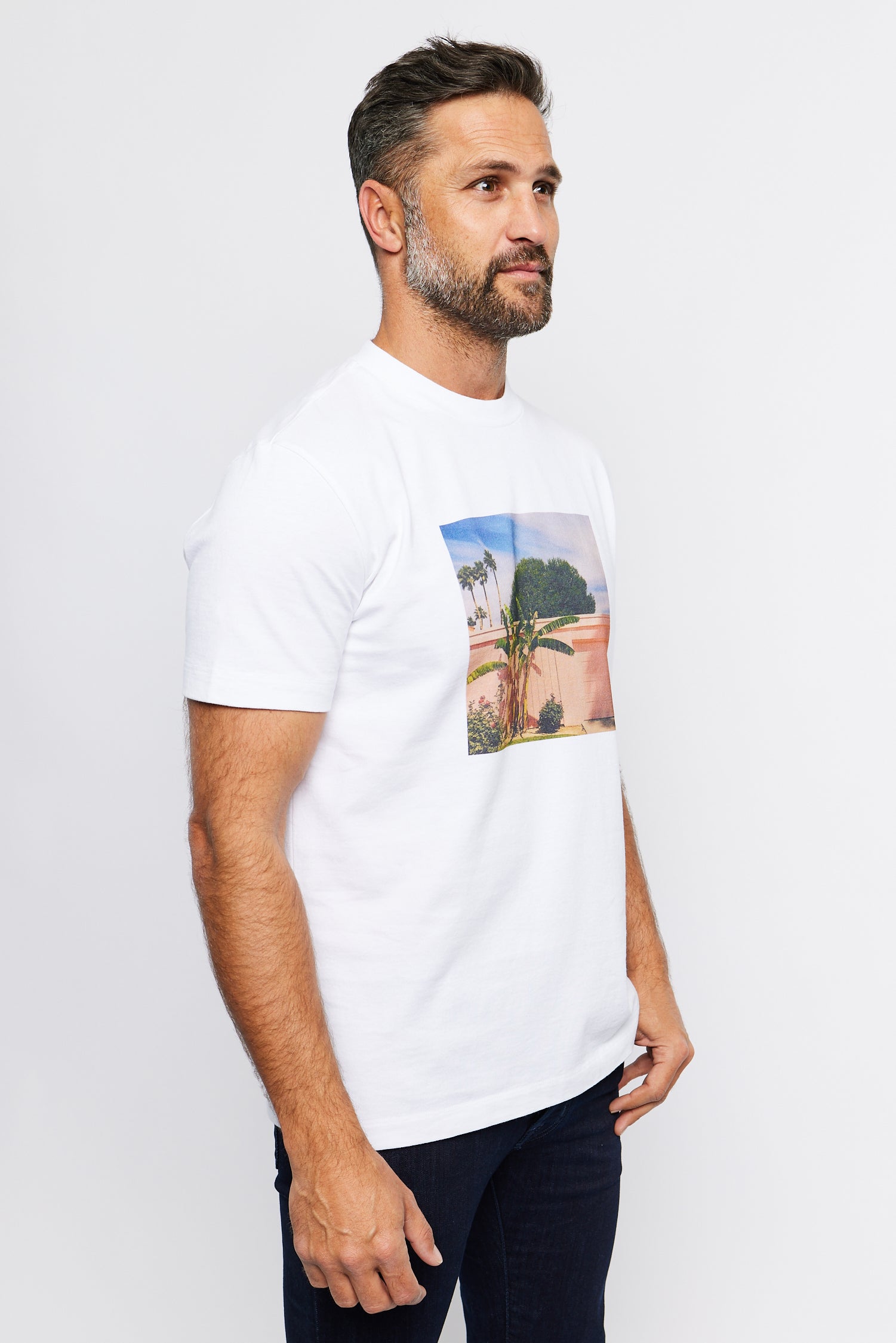 ALTEA | Palm Tree Printed T-Shirt | White
