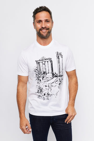 BRIONI White Rome Architecture Printed T-Shirt