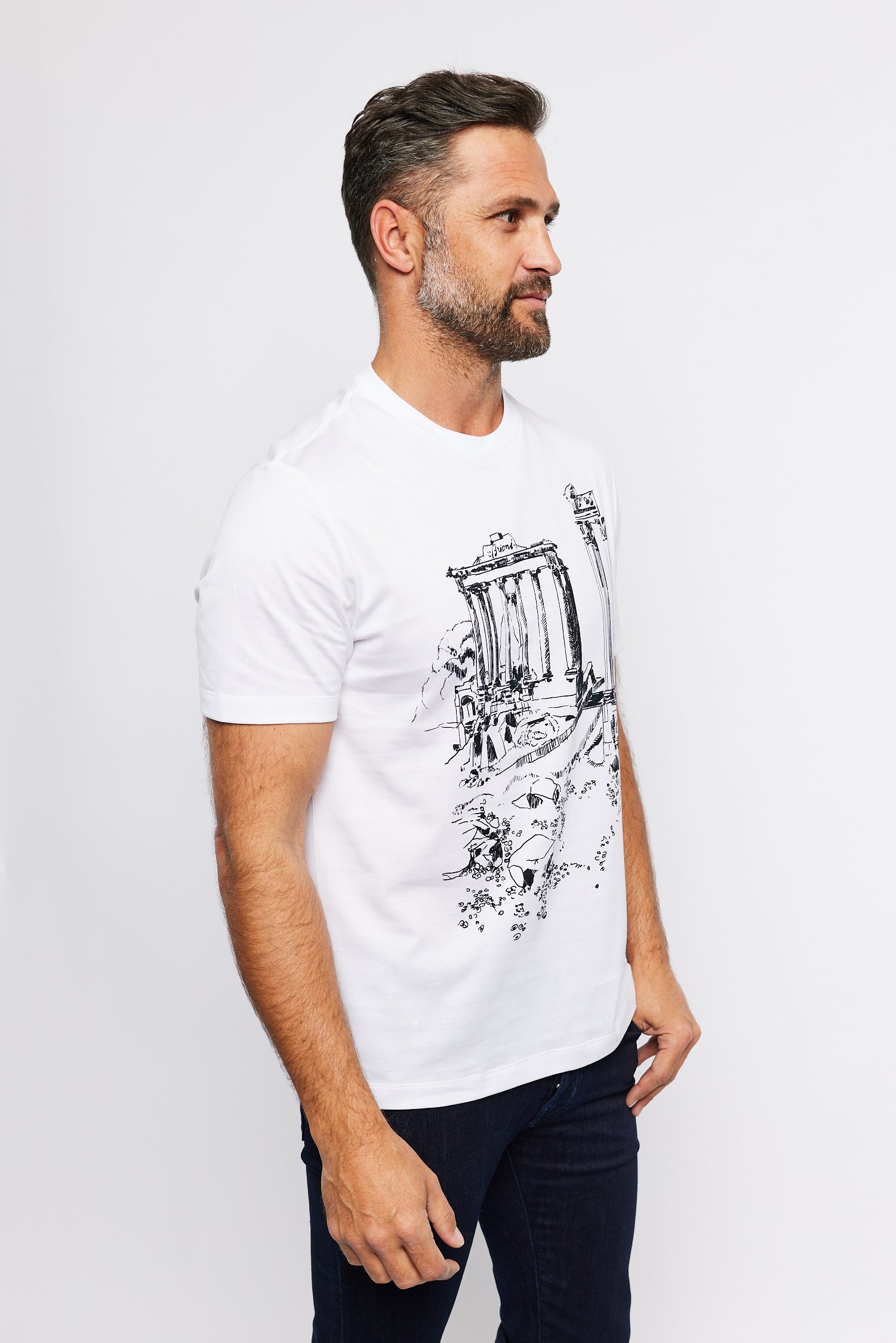 BRIONI | Rome Architecture Printed T-Shirt | White