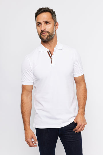 BRUNELLO CUCINELLI White Polo With Tape Detail In The Placket