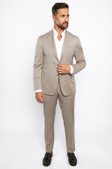 CANALI Taupe Herringbone Unlined Suit