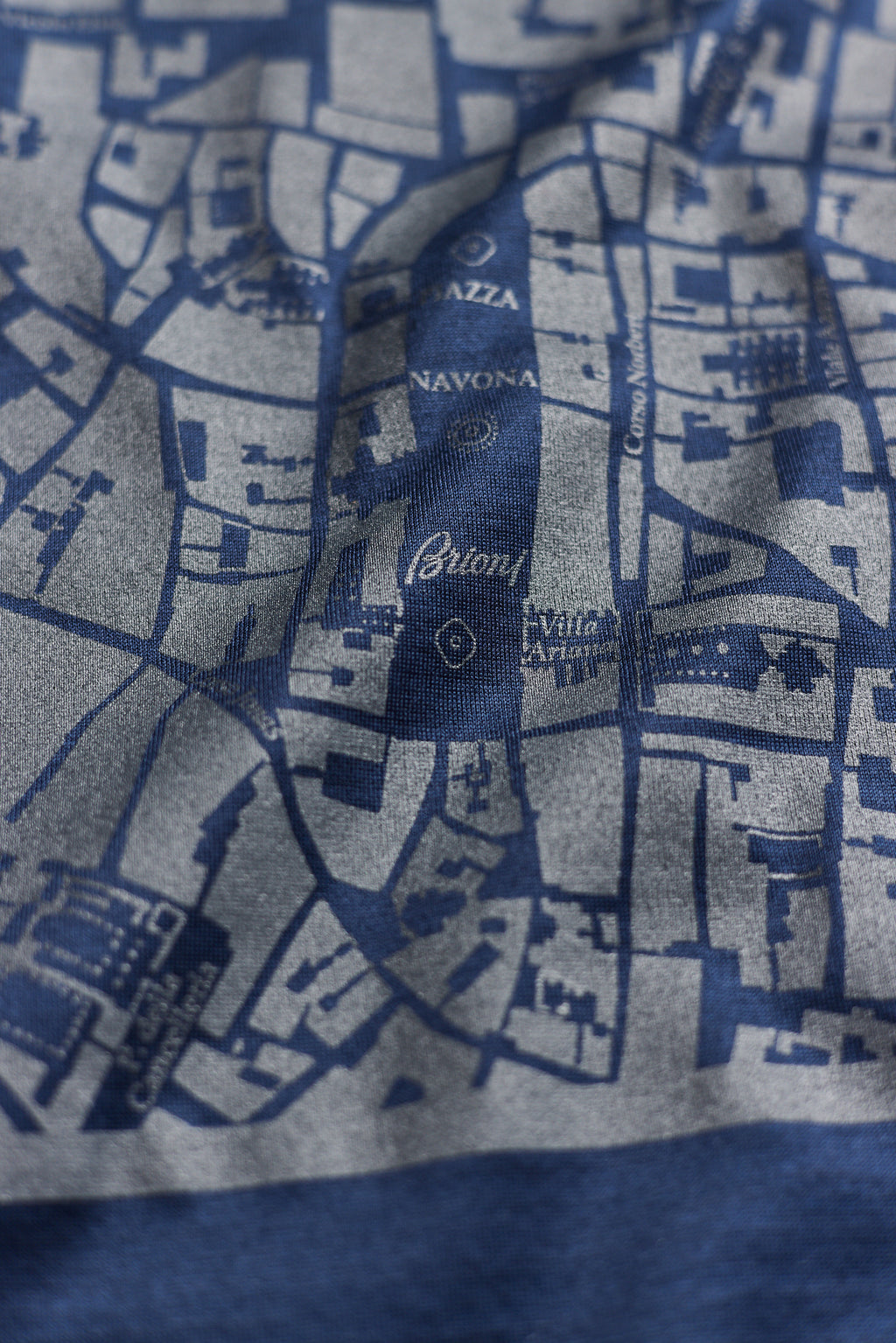 BRIONI | Printed T-Shirt Rome Street Map | Navy