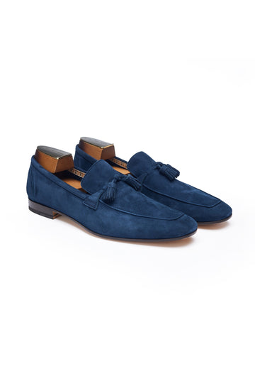 FRATELLI ROSSETTI Dark Blue Suede Loafer With Tassel