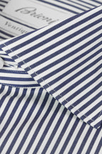 BRIONI | Ventiquattro Cotton Shirt | Navy Stripe