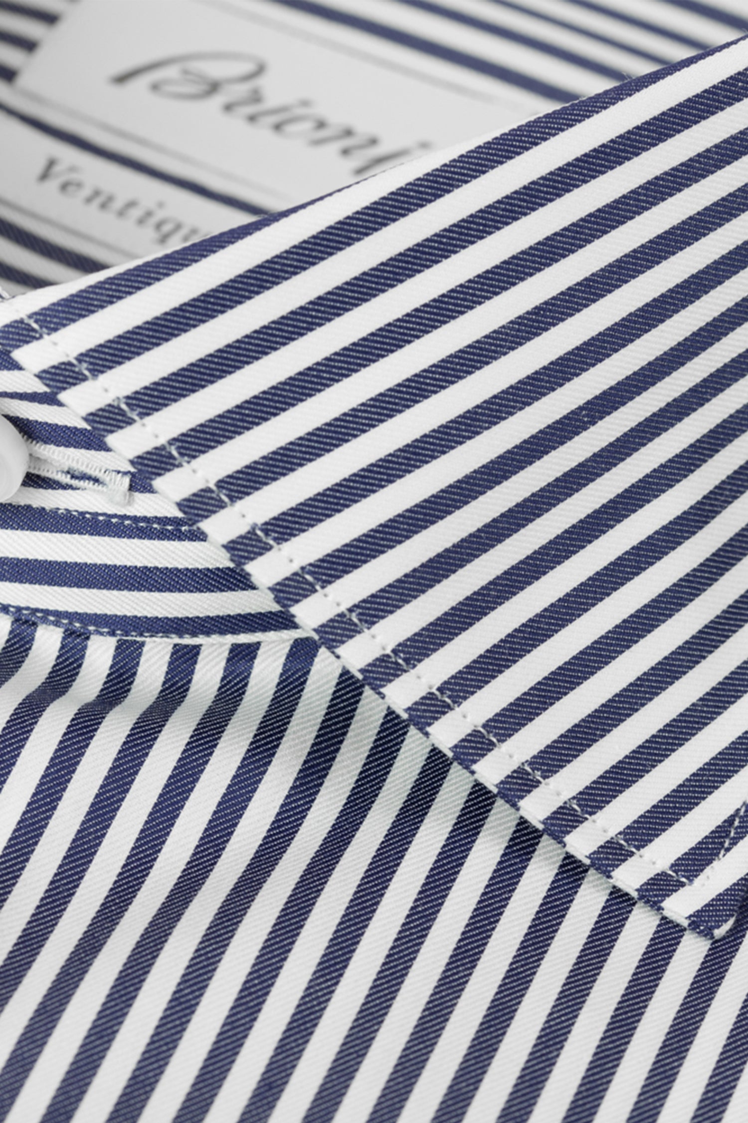 BRIONI | Ventiquattro Cotton Shirt | Navy Stripe
