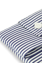 BRIONI | Ventiquattro Cotton Shirt | Navy Stripe
