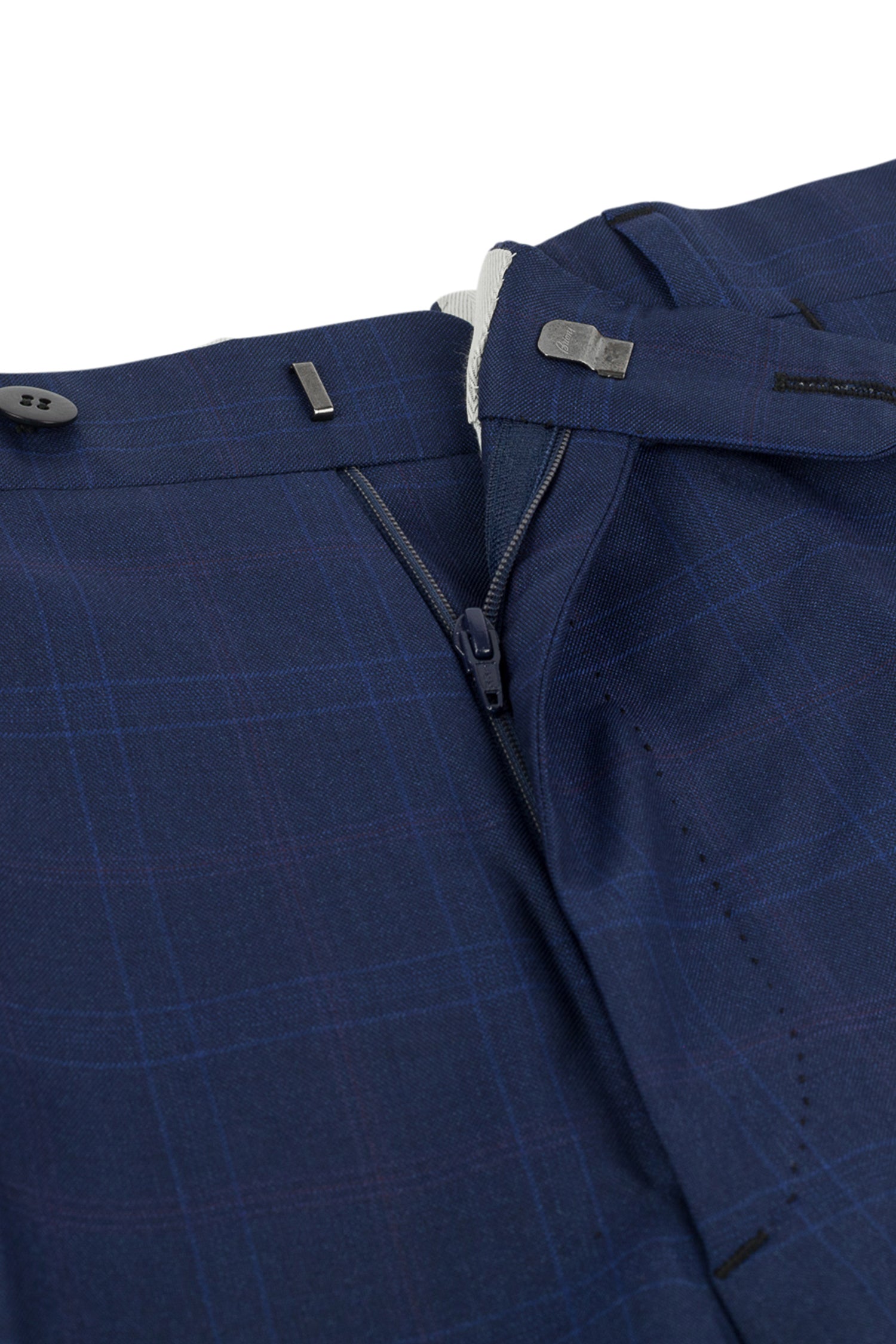 BRIONI | Wool And Silk Check Suit | Dark Blue