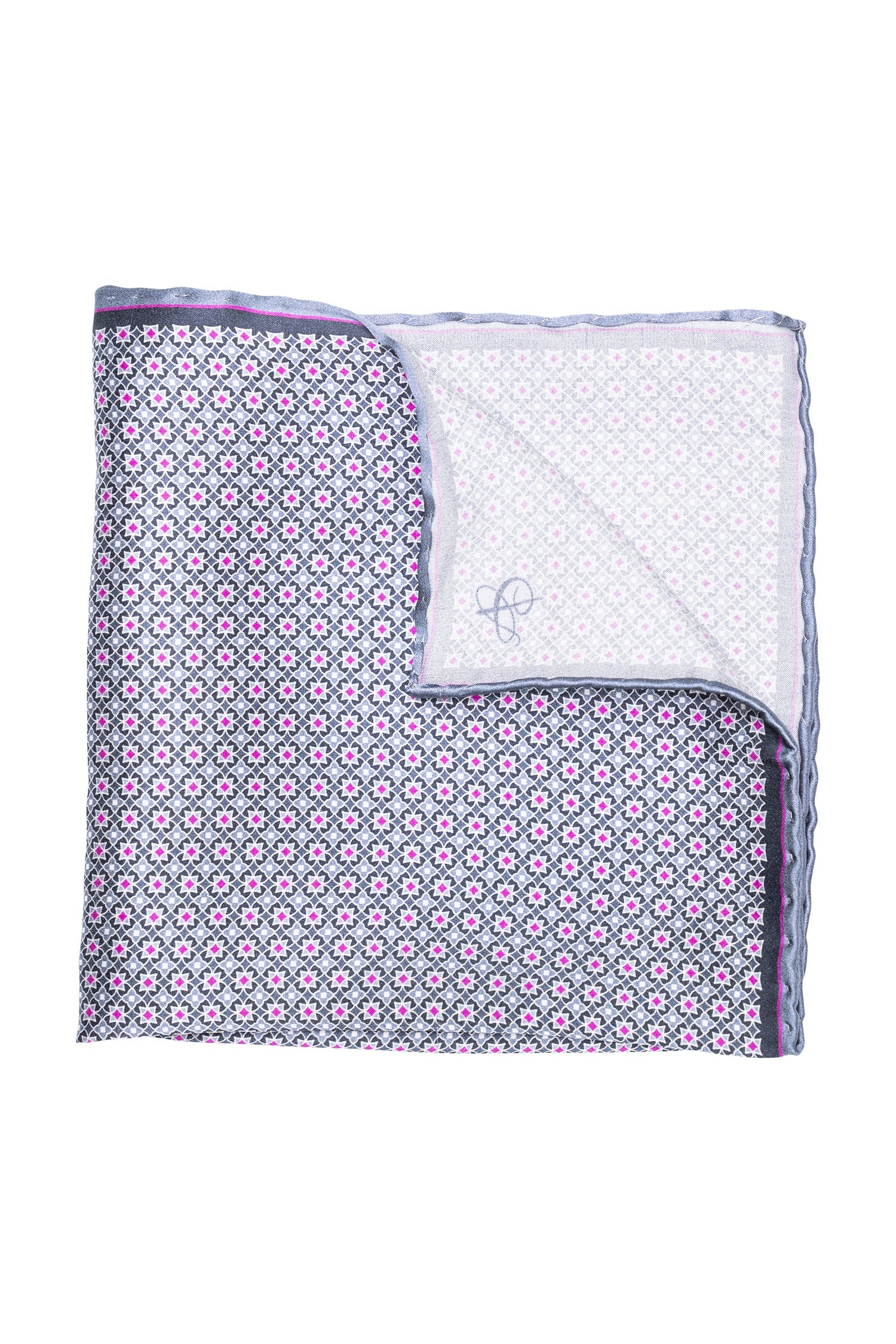 CANALI | Pink Silk Pocket Square | Silver