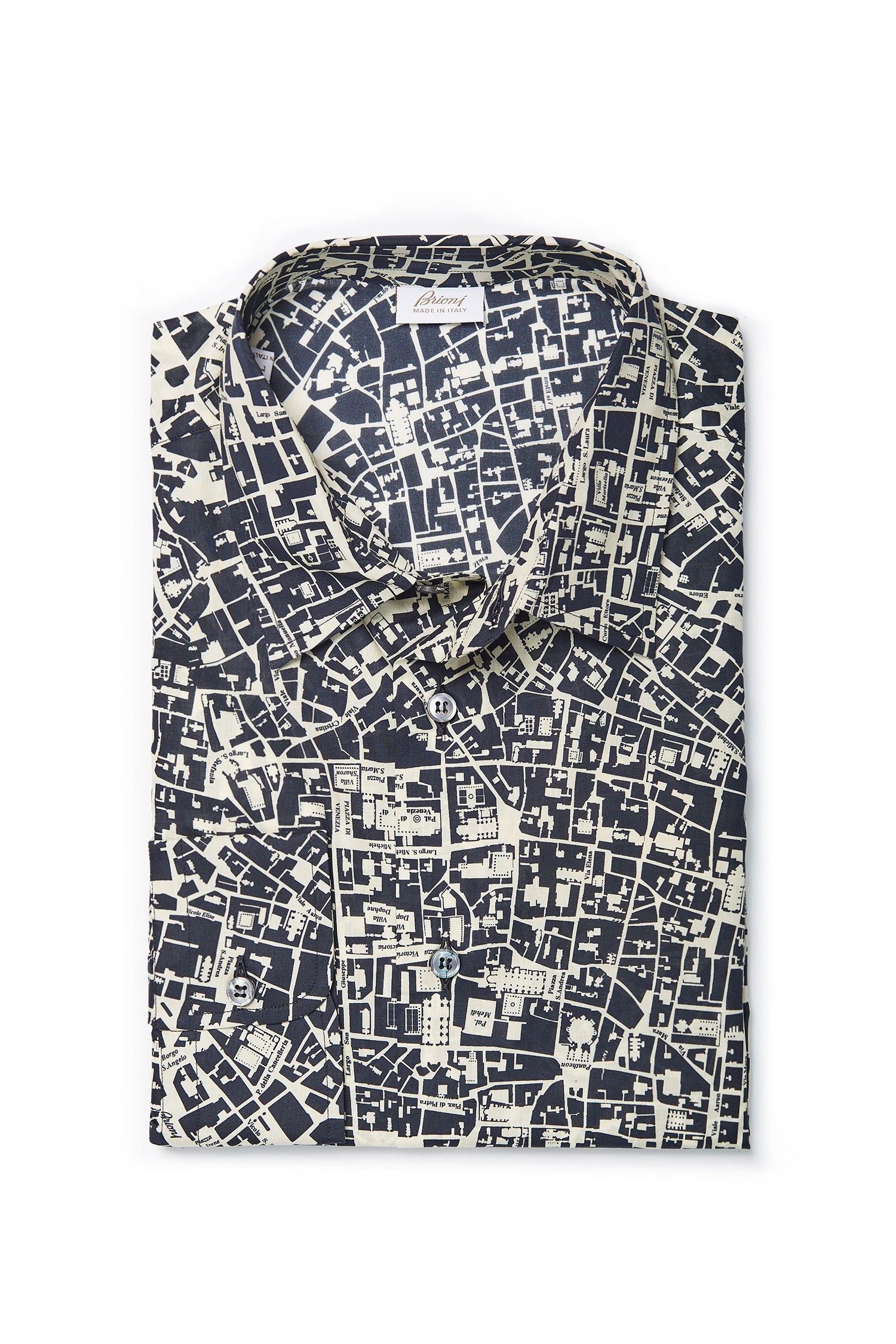 BRIONI | Rome Street Map Shirt | Navy