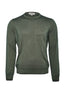 CANALI | Washed Wool-Silk Crew Neck Knit | Forest