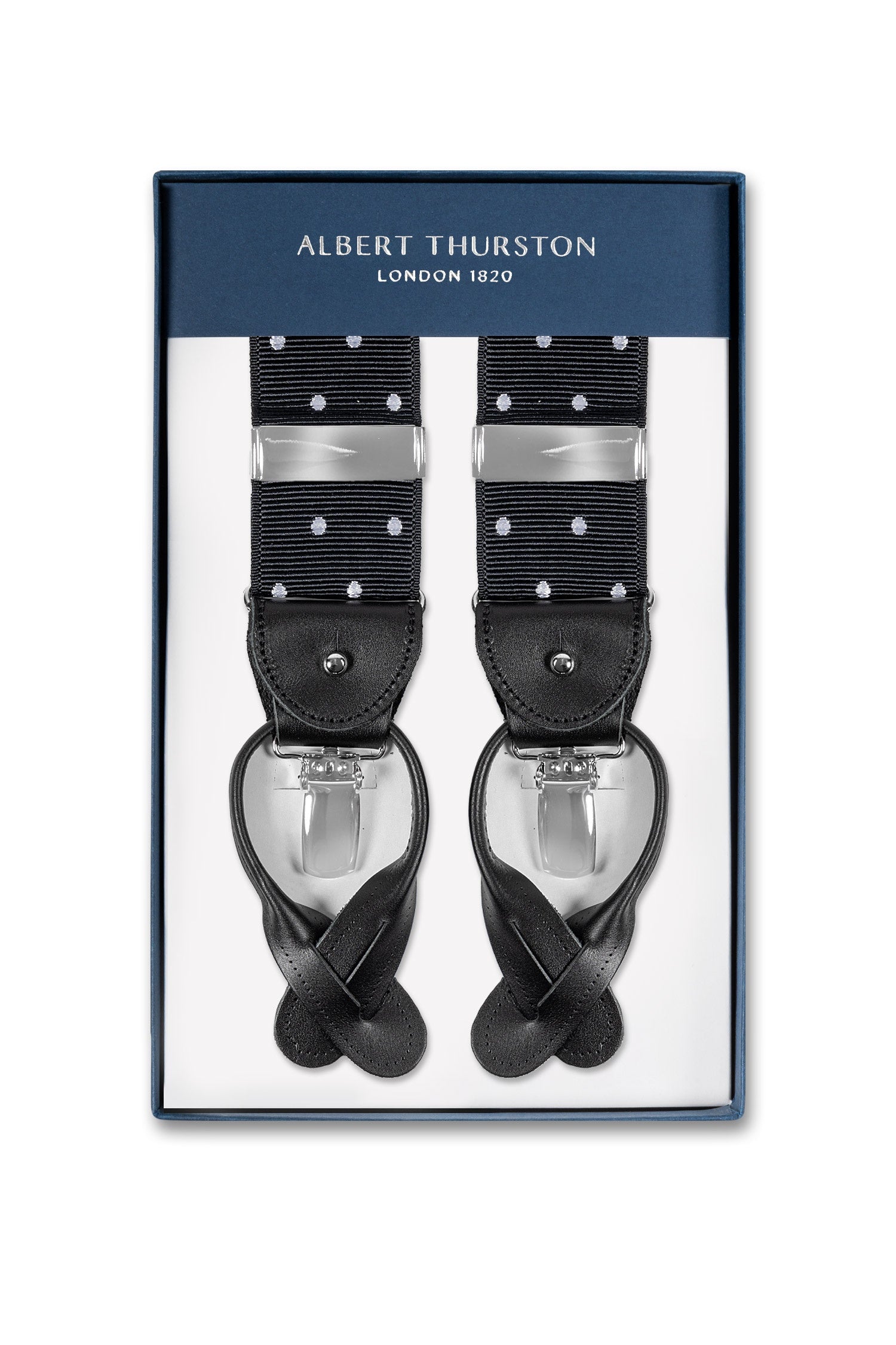 ALBERT THURSTON | Silver Spotted 2-In-1 Braces | Black